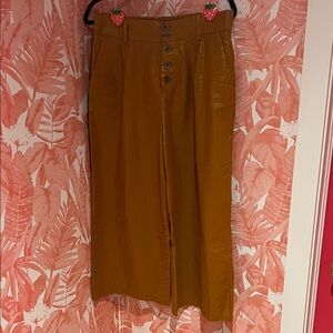 Women's Caramel Brown Button-Front Culottes